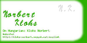 norbert klohs business card